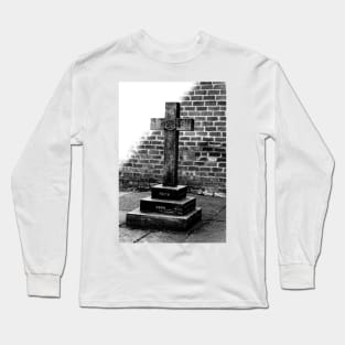 Dark cross on an old church, black and white photography Long Sleeve T-Shirt
